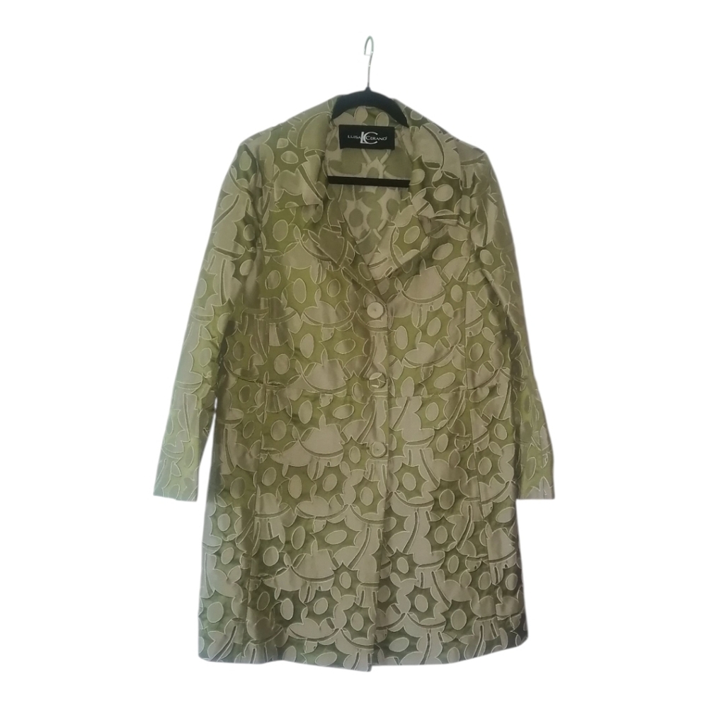 Luisa Cerano Elegant Women's Green Floral Trench Coat